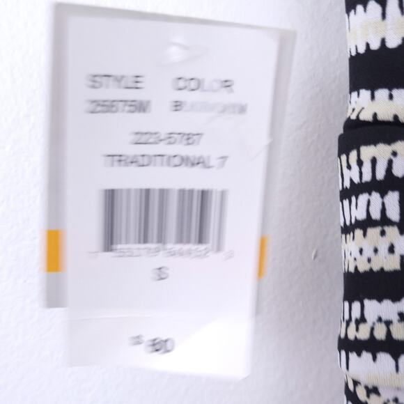 NEW Danny & Nicole Midi Dress Small Women, Modest, Black, WhiteTan, Short Sleeve - Picture 4 of 7